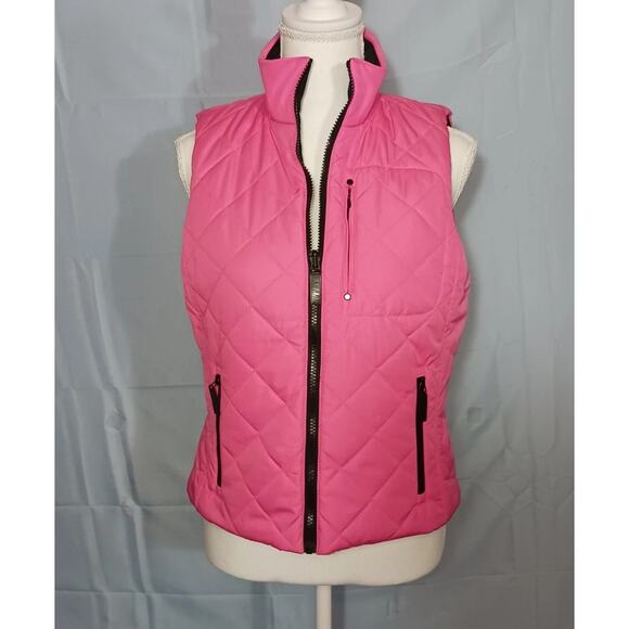 LRL Puffer Vest Reversible Pink Black Quilted Medium EUC - Picture 1 of 9